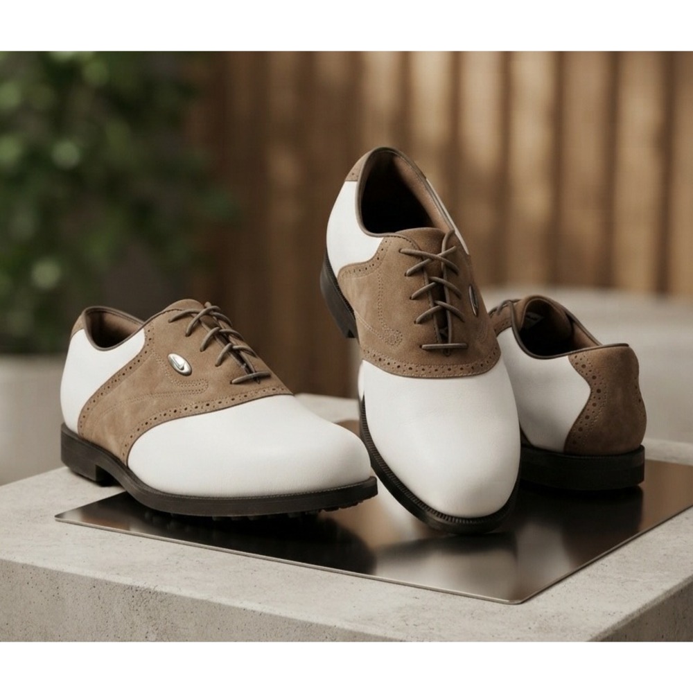 Nike Zoom Air Gore-Tex Golf Shoes Mens 8.5 White Tan Saddle Oxford 183141-121